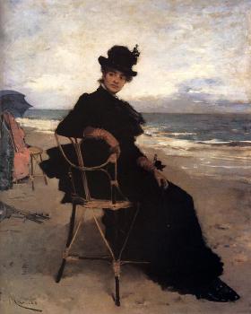 A Lady Seated On A Veranda